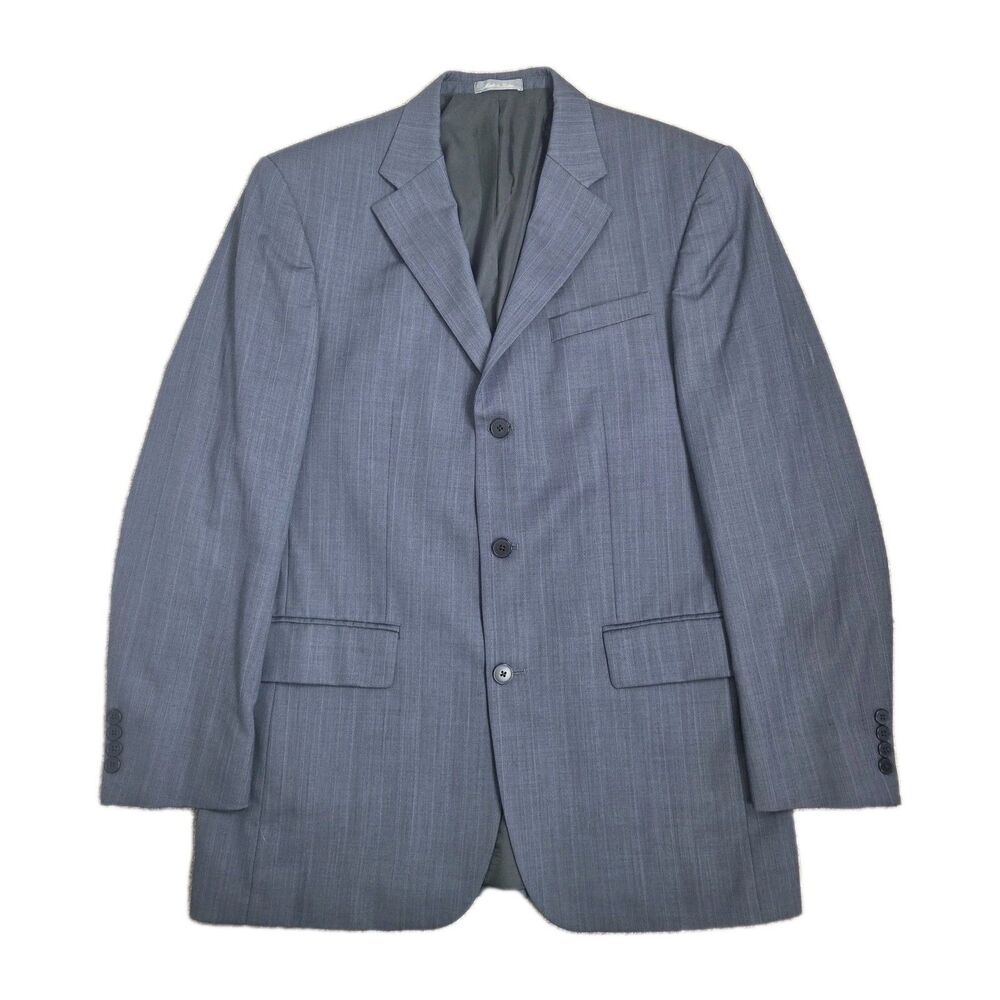 Oscar de la Renta Men's 42L Gray Sport Coat Blazer Jacket Pinstripe Wool